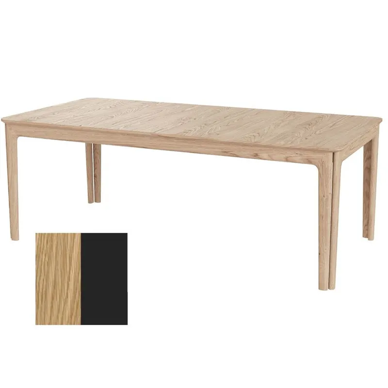 Skovby SM27 Esstisch inkl. 3 Einlegeplatten L. 205-358 cm - Massive naturgeölte Eiche/Schwarzes Nanolaminat Preisreduziert
