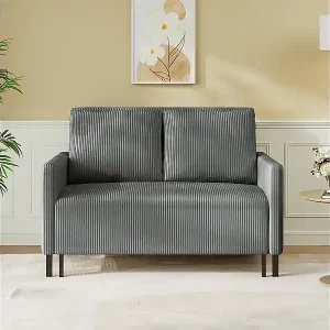 Rabatt 2-Sitzer Cabrio-Sofa Klick klicken, grau gerippter Samt, 170 cm Schlaf, 10 cm Matratze für Studio/Wohnzimmer/Schlafzimmer