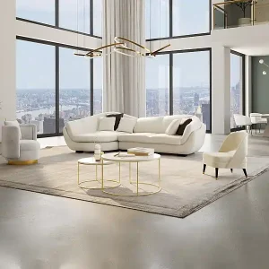 Ausverkauf Ecksofa Leder 5-Sitzer - Büffelleder - Elfenbein - Ecke Links - CAIPI von PASCAL MORABITO