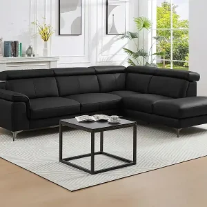 Top-Seller Ecksofa - Ecke rechts - Leder - Schwarz - MARAMBA