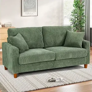 2 -seerer Velvet -Sofa mit 2 Kissen, 56 cm tiefe Sitze, 178x76x89cm, grün Bestpreis