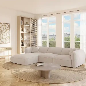 Ecksofa - Ecke links - Stoff - Beige - CAMILIO von Maison Céphy Preisreduziert