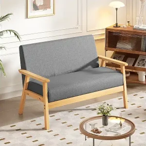 2 -seerer Sofa modernes Wohnzimmer, im Leinenstoff, Holzrahmen, grau, 107x60x76cm Preis Gesenkt