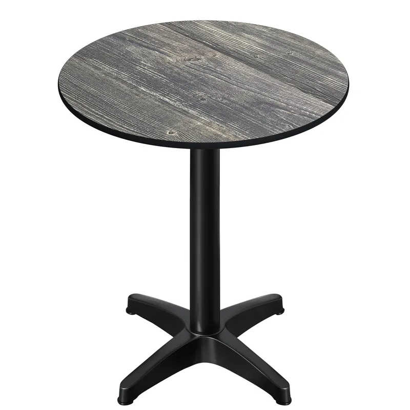 Abverkauf CPBL | HPL Compact Bistro Stehtisch | Ø 60 x 110 cm | + Zusatzgewicht | Rustikal Kiefer / Schwarz