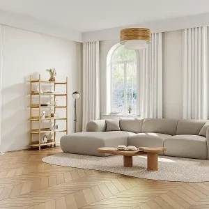 Neue Kollektion Großes Ecksofa - Ecke links - melierter Stoff - Beige - POGNI von Maison Céphy