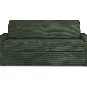 Angebot Schlafsofa mit Matratze 4-Sitzer - Liegefläche Lattenrost mit breiten Latten 160 cm - Matratze 22 cm mit Memory Schaum - Cord - Grün - CALITO