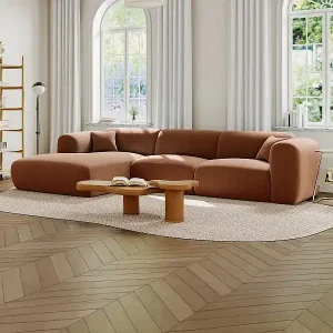 Sofort Bestellen Großes Ecksofa - Ecke links - Samt-Stoff - Terracotta - POGNI von Maison Céphy