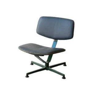 Direkt Vom Hersteller raawii Arba Lounge Chair H: 72 cm - Dunkelgrünes Gestell / dunkelblaues Leder