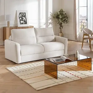 Schlafsofa Express 3-Sitzer aus beigem Chenille-Stoff - Liegefläche 140 cm - Matratze 13 cm DOVENA von Maison Céphy Sichere Zahlung