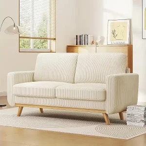 2 -seerer -Sofa, festes Holzsofa, mit extra tiefen Sitz, Sitz mit gepolsterter Rückenlehne - 172x76x88cm Direktkauf