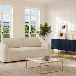 4-Sitzer-Schlafsofa mit Express-Funktion – Chenille-Stoff Beige – Liegefläche 160 cm – Matratze 13 cm – SELIVO von Maison Céphy Schneller Versand