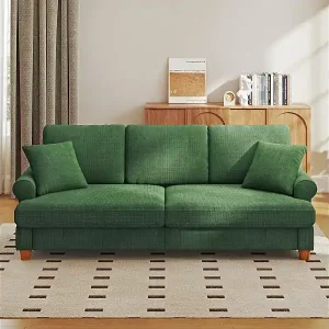 Sonderangebot 3 -Seerer -Komfortsofa, Raupenstoff mit Armlehnen, Kissen und 2 Kissen, max. 365 kg - 220x76x86 cm