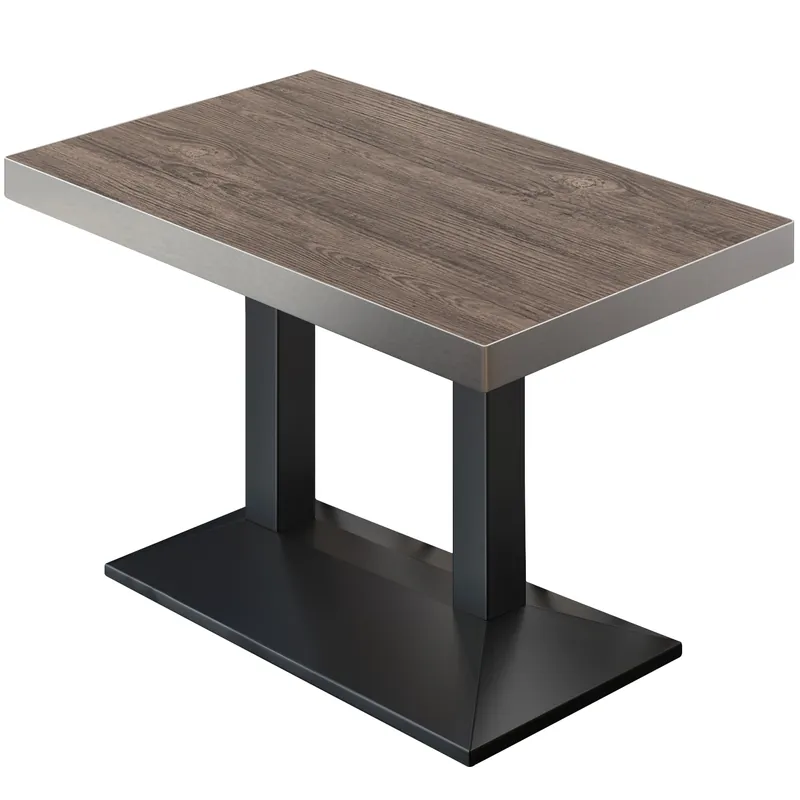 Abverkauf BPA | Bistro Tisch | 110 x 60 x 81 cm | Rechteckig | Edelstahl Rand | Light Wenge / Schwarz