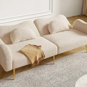 Highlight Sofa für 2 Personen - Verstellbare Rückenlehne - Füße aus goldplattiertem Metall - Beige