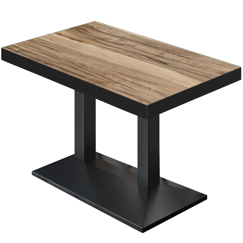 Wochenendangebot BPA | Bistro Tisch | 130 x 80 x 81 cm | Rechteckig | Schwarzer Rand | Sheesham / Schwarz