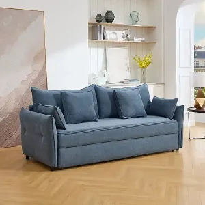 3-Sitzer-Schlafsofa aus blauem Stoff mit Memory-Schaum-Sitz SITALA Neuheit