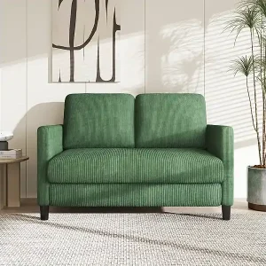 2-Sitzer Sofa bequem in Rippensamt Grün - 58cm Sitztiefe - max. Belastung 300kg - 129x78x89cm Mega-Angebot