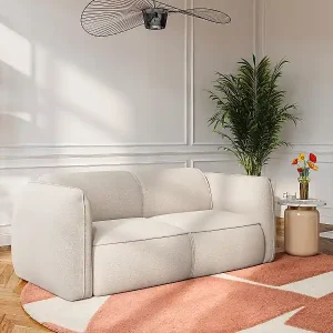 Billig 3-Sitzer-Sofa aus beigem texturiertem Stoff CAMILIO von Maison Céphy