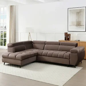 Begrenztes Angebot Ecksofa mit Schlaffunktion - Ecke links - Samt Taupe - NIACATO