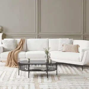 Sofa KANSSELI Bouclé Weiss 3-Sitzer Ausverkauf