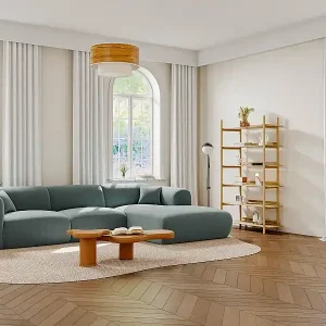 Sofort Bestellen Großes Ecksofa - Ecke rechts - Samt-Stoff - Blau - POGNI von Maison Céphy