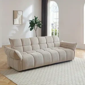 3-Sitzer-Schlafsofa Clic-Clac – Chenille-Stoff – Beige – HAKEMO Rabatt