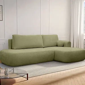 Top-Preis Ecksofa mit Schlaffunktion - Ecke rechts - Chenille-Stoff - Khaki - BROCARO von Maison Céphy