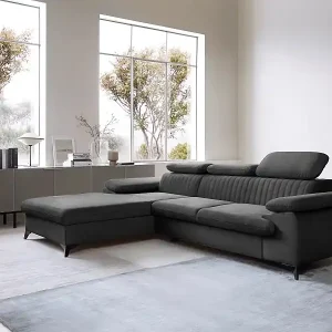 Top-Angebot Ecksofa mit Schlaffunktion - Ecke links - Samt - Anthrazitgrau - SAMARA von PASCAL MORABITO