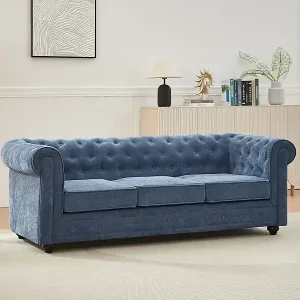 3-Sitzer-Sofa - Stoff - Blau - CHESTERFIELD Neue Ware