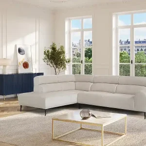 Billig Ecksofa - Ecke links - Chenille-Stoff - Beige - MALIADA