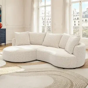 Ecksofa links - Chenille-Stoff - Beige - CEPRANO von Maison Céphy Jetzt Bestellen