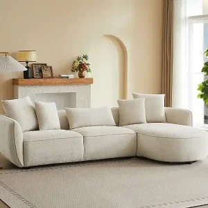 Top-Preis Ecksofa - Ecke rechts - Chenille-Stoff - Beige - DOKALO von Maison Céphy