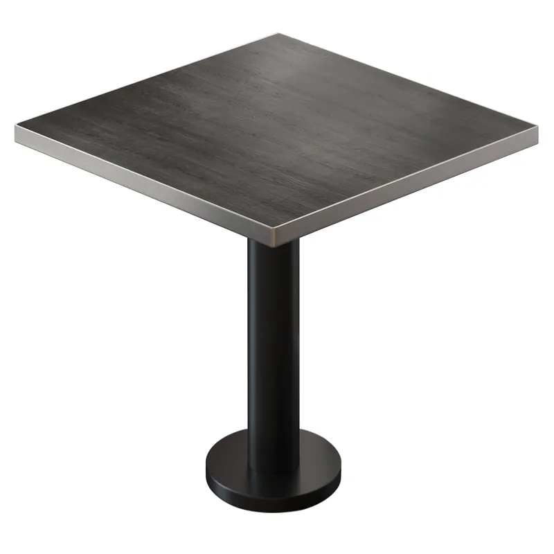 Zertifiziert BML | Bistro Tisch | 70 x 70 x 74,5 cm | Quadratisch | Edelstahl Rand | Wenge / Schwarz