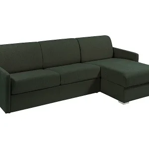 Ausverkauf Ecksofa mit Matratze - Ecke wechselbar - Stoff - Tannengrün - Liegefläche 160 cm - Matratze 14 cm - CALIFE