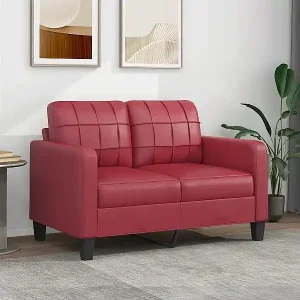 2-Sitzer-Sofa Weinrot 120 cm Kunstleder Kostenfreie Lieferung