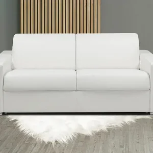 Angebot Schlafsofa 2-Sitzer - Liegefläche: 120 cm - Matratzenhöhe: 22 cm - Kunstleder - Weiß - CALITO