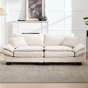 Zweiersofa, Samtstoff, beige, mit Kopfstütze und Rückenlehne, für Wohn- und Schlafzimmer geeignet Kostenfreie Lieferung