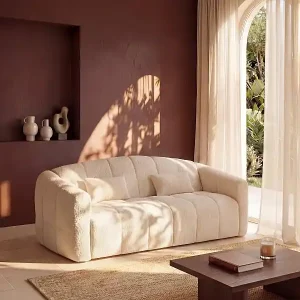 Aktuell Schlafsofa 3-Sitzer - Bouclé-Stoff - Beige - Liegefläche 140 cm - Matratze 16 cm - RETUNA