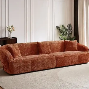 4-Sitzer-Sofa aus strukturiertem Stoff – Terrakotta – ZULIAKA Kostenfreie Lieferung