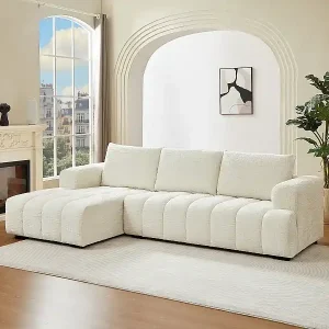 Bestpreis Ecksofa - Ecke links - Strukturstoff - Beige - BENOLA