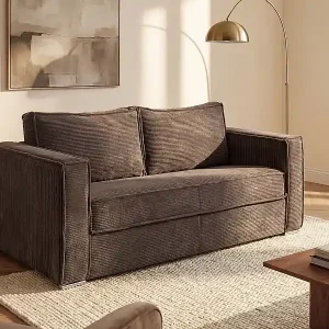 Angebot Schlafsofa mit Matratze 3-Sitzer - Cord - Braun - Liegefläche mit Lattenrost mit breiten Latten 140 cm - Matratze 14 cm - LORETO