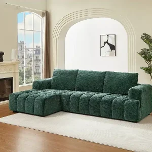 Angebot Ecksofa - Ecke links - Strukturstoff - Grün - BENOLA