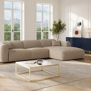 Aktuell Ecksofa mit Schlaffunktion - Ecke rechts - Cord fein gerippt - Beige - POGNI