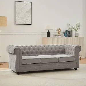 3-Sitzer-Sofa - Stoff - Grau - CHESTERFIELD Gratis Versand