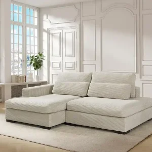 Aktuell Ecksofa mit Schlaffunktion - Ecke links - Cord - Beige - SELIORA