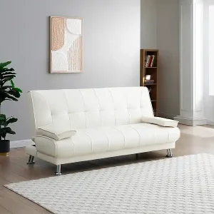 Top-Angebot Schlafsofa Klappsofa - Kunstleder - Weiß - MAXIME II