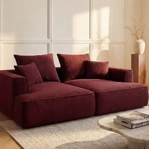 3-Sitzer-Sofa - tiefe Komfortsitzfläche - bordeauxrotem Chenille-Stoff PINETA Direkt Vom Hersteller