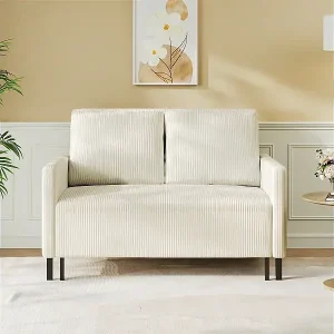 2-Sitzer Cabrio-Sofa-Klick-Klick, in beige gerippter Samt, 170 cm Schlaf, 10 cm Matratze für Studio/Wohnzimmer/Schlafzimmer Knallerangebot