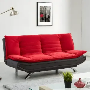 Zertifiziert Schlafsofa Klappsofa - Stoff - Rot & Anthrazit - DEMIDO III
