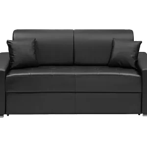 Zertifiziert Schlafsofa 3-Sitzer - Liegefläche: 140 cm - Matratzenhöhe: 14 cm - Kunstleder - Schwarz - EMIR